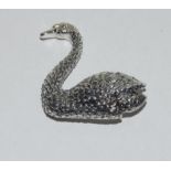 Silver swan brooch