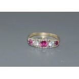 An Edwardian inspired Ruby 'I Love You' 925 silver gilt ring, size V.