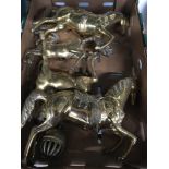 4 large brass horse models