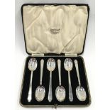 Boxed set silver hall marked coffee spoons by David Corry of Belfast