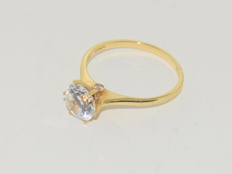 14ct gold ladies solitare ring size S - Image 4 of 5