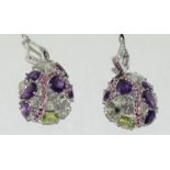 14ct gold on silver amethyst gem set earrings