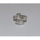 Beautiful diamond set 925 silver bow ring. Size O.