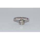 18ct white gold ladies solitaire diamond ring approx 0.75ct size O