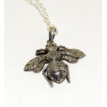 Silver articulated Bee pendant necklace