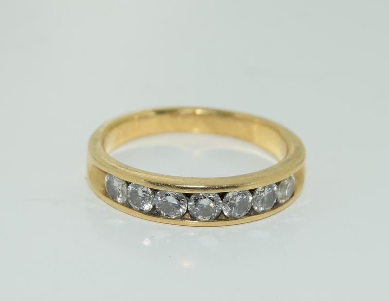 18ct gold ladies 7 stone diamond half eternity ring size L