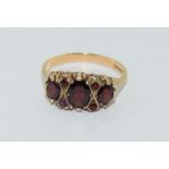 9ct Gold Ladies Antique Set Garnet ring. Size R