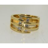 18ct gold ladies designer diamond fashion ring size L/M