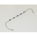 Ladies silver sapphire and white zircon bracelet