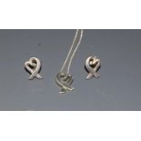 Genuine Tiffany & CO silver love earrings and matching necklace full h/m