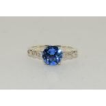 Cornflower blue gemstone 925 silver ring size Q 1/2.