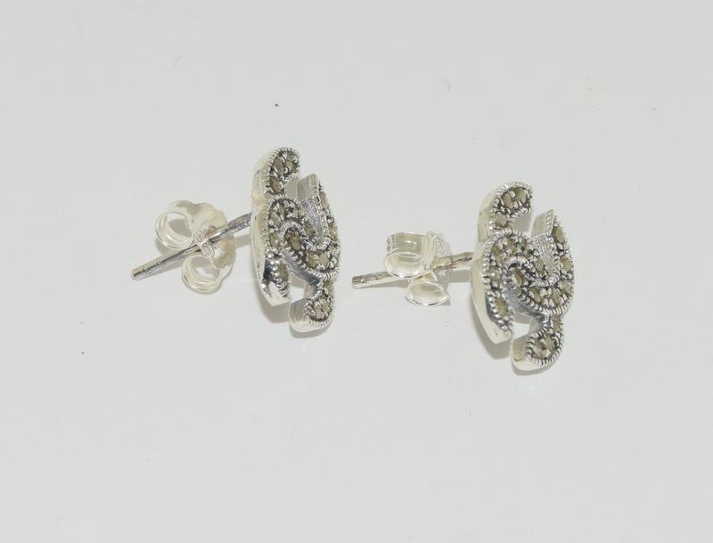 Silver and Marcasite earrings in the Chanel style - Image 3 of 4