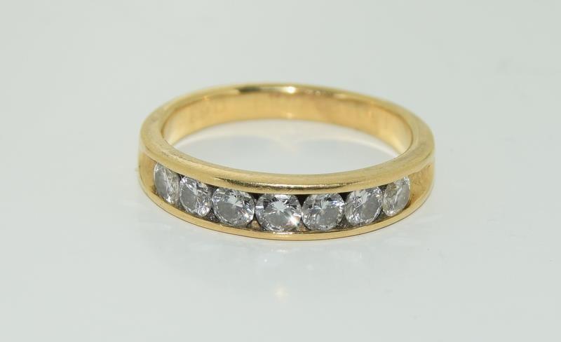 18ct gold ladies 7 stone diamond half eternity ring size L - Image 6 of 6