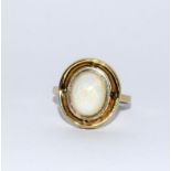 9ct gold ladies antique set opal ring size O