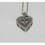 Valentines accent diamond heart 925 silver pendant.
