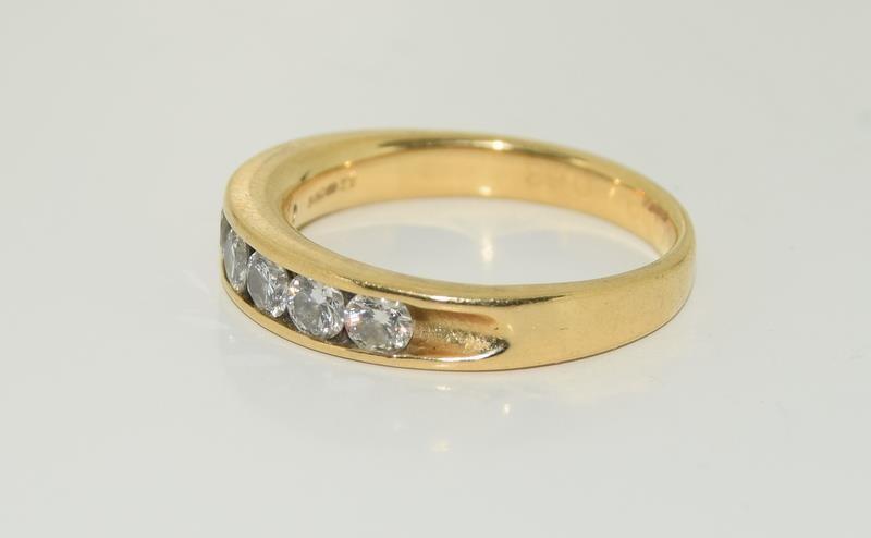 18ct gold ladies 7 stone diamond half eternity ring size L - Image 4 of 6