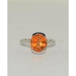 Padparadscha Topaz 925 silver Ring, Size O.