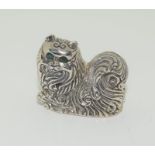 Silver figure in the form of a long haired cat