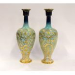 Pair Royal Doulton onion shape vases 30cm tall