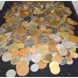 Collection of coins in a tin