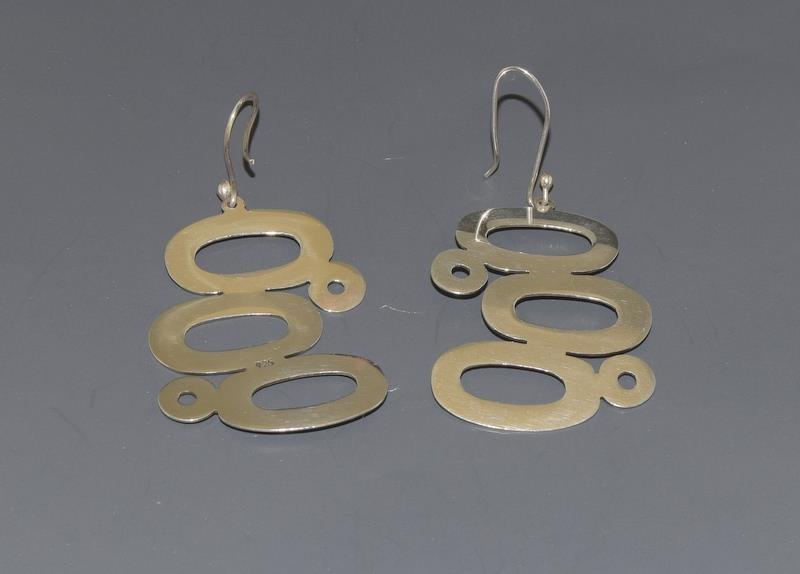 Large Modernist designed 925 silver earrings.