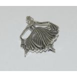 Silver art nouveau style figure of a dancer brooch