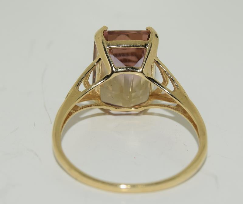 9ct gold ladies ameterine ring size T - Image 3 of 4