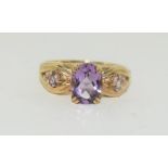 9ct gold ladies amethyst rind size M 2.6g