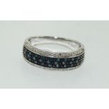 Superb blue/white diamond 925 silver ring. Size P 1/2.