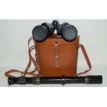 Military sighting scope number 4 by Watson and sons London 1916 and a case set of binoculars