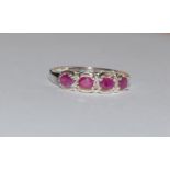 Ruby diamond 925 silver half eternity ring. Size M 1/2.