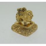 Silver gilt document seal in the form of a Lion