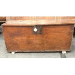 Small 5 plank coffer with original iron hinges and fitments. 36x82x36cm