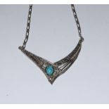 Turquoise 925 silver Greek key necklace