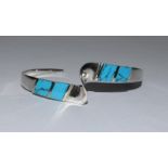 Modernist Turquoise 925 silver bangle