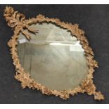 Vintage metal gold gilt wall hanging mirror.