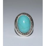 Large Turquoise 925 silver ring size R