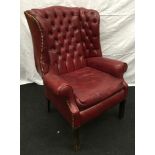 Contemporary Georgian style Chesterfield style wing back fireside chair back 110cm seat height