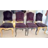 Harlequin set of 4 french gilt salon dining chairs been recovered in varying materials 110x45x45cm