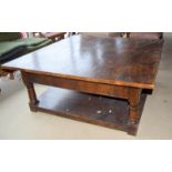 Oak stained coffee table with solid under tier 50x120x120cm