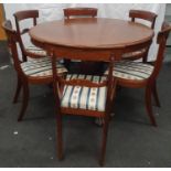 Tip top mahogany breakfast table on claw feet together with six matching chairs.