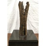 Contemporary drift wood sculpture on box plinth 80 cm tall