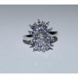 Tanzanite accent diamond 925 silver starburst ring size P