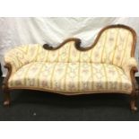 Mahogany show wood surround twin seat chaise longue 170x85x75cm