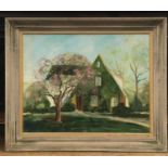 Large still live Country House garden scene signed s Denham 85 cm by 70 cm