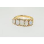 A Victorian opal diamond 18ct gold ring Size L