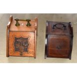 Two coal scuttles one Edwardian mahogany the other Art Nouveau