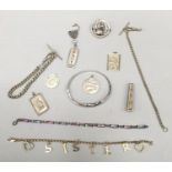 Mixed collection of silver jewellery items