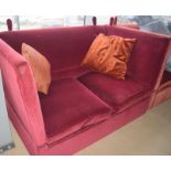 Knowle suite in pink velvet draylon material 100x170x105cm