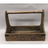 Wooden garden trug or single handled tool box 60x45x35cm
